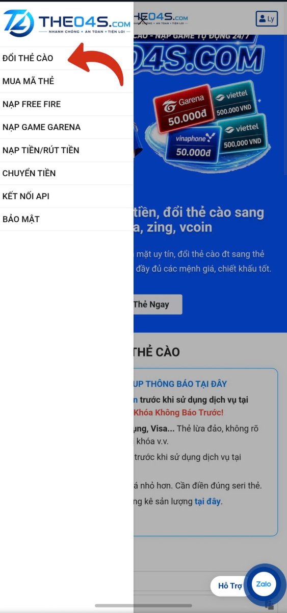 Hướng dẫn đổi thẻ - Bước 2
