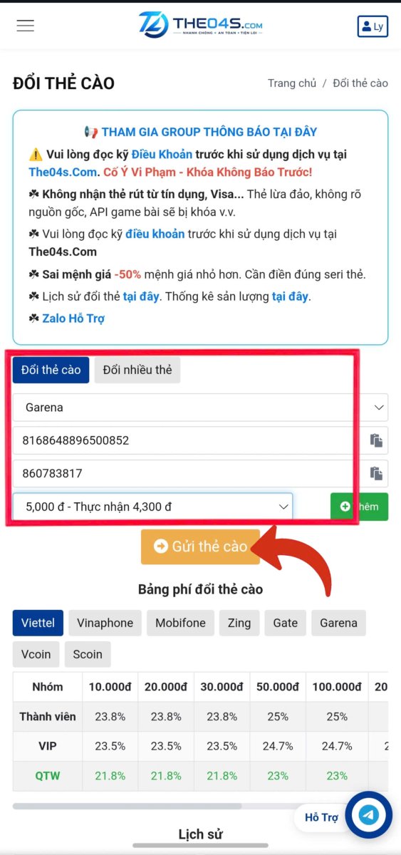 Hướng dẫn đổi thẻ - Bước 3