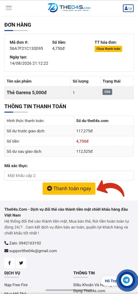 Hướng dẫn mua thẻ - Bước 5