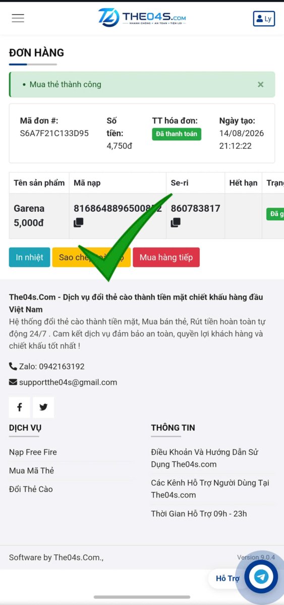 Hướng dẫn mua thẻ - Bước 6
