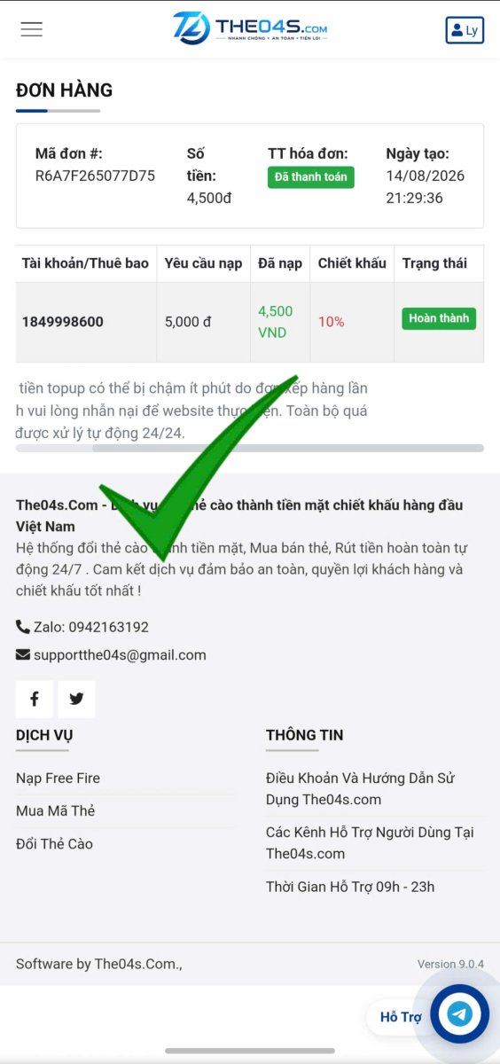 Hướng dẫn nạp Free Fire - Bước 6